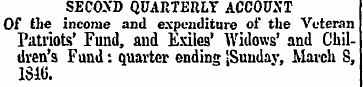 SECOND QUARTERLY ACCOUNT Of the income a...