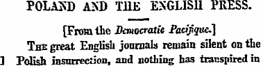 POLAND AND THE ENGLISH PRESS. [From, the...