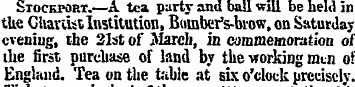 Stockport.—A tea party and ball will be ...