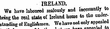 IRELAND. Ws hare laboured zealously and ...