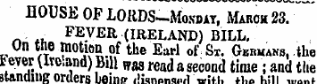 HOUSE OF LORDS-.Mo.sday, March 23. FEVER...