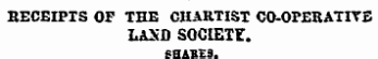 RECEIPTS OF THE CHARTIST CO-OPERATITS LAXD SOCIETY. BHABE3.