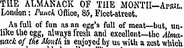 THE ALMANACK OF THE MONTII-Apkil. London...