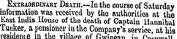 ExTRAOumxARr Death.—In the course of Sat...