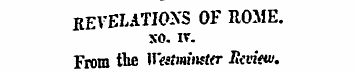 BEVELATIOXS OF ROME. SO. IV. From the We...