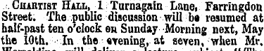 Chartist HALh, 1 Turnagain Lane. Farring...