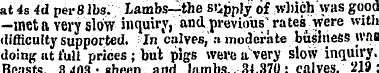 at 4s 4d per 8 lbs. Lambs—the supply; of...
