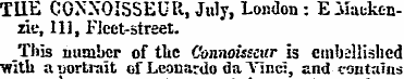 THE CONNOISSEUR, July, London : E Macken...