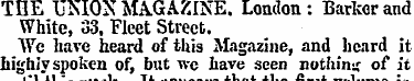 THE UMON MAGAZINE. London: Barker and Wh...