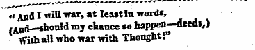 " And I wOT war, at least in words, f ah...