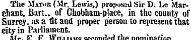 The Mat«k( Mr . Lewis,) proposed Sir D. ...
