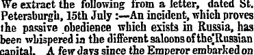 We extract the following irom a letter, ...