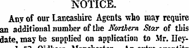 NOTICE. Any of our Lancashire Agents who...