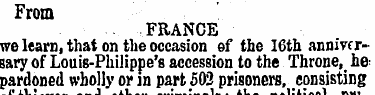 From FRANCE we learn, that on the occasi...