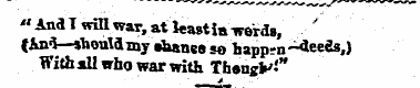 " Ana I wffl war , at leastia words, ' (...