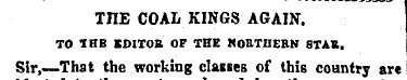 THE COAL KINGS AGAIN. TO IRE COIIOK OF T...