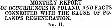 MONTHLY REPORT OF OCCURRENCES IN POLAND,...
