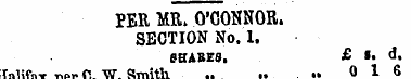 PER MR. O'CONNOR. SECTION No. 1. SHARES....