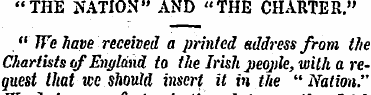 "THE NATION" AND "THE CHARTER." " We hav...