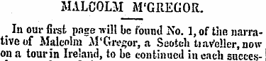 MALCOLM M'GREGOR. In our first page will...