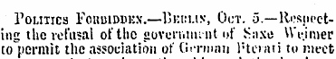 Politics Fouuidokx.—Hkim.iv, Oct. 5.—Res...