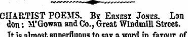 CHARTIST POEMS. Br Erxest Joses. Lon don...