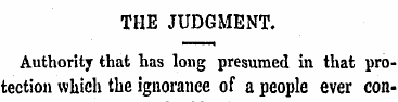 THE JUDGMENT. Authority that has long pr...