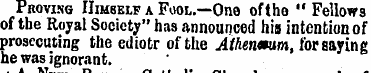 Proving Himself a Fool.— One of the "Fel...