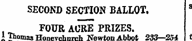 " SECOND SECTION BALLOT. s , FOUR AORE P...