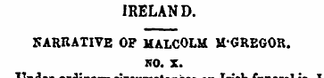 IRELAND. KARItATIVE OP MALCOLM H'GREGOR....