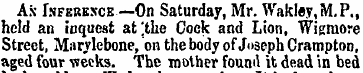 Ax Inferesce —On Saturday, Mr. Wakley . ...