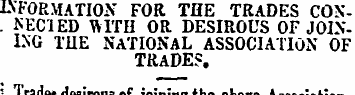 INFORMATION FOR THE TRADES CON-. SEC!ED ...