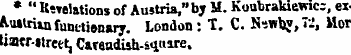 * " Kevelations of Austria," by M. Konbr...