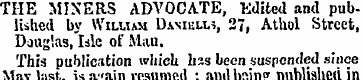 THE MINERS ADVOCATE, Kdited and publishe...