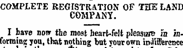 COMPLETE REGISTRATION OF THE LAND COMPAN...