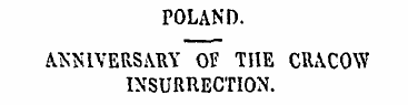 POLAND. ANNIVERSARY OF THE CRACOW INSURR...