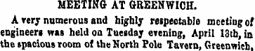 MEETING AT GREENWICH. A rery numerous an...