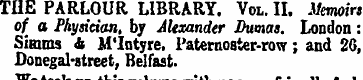 THE PARLOUR LIBRARY. Vol. II. Memoirs of...