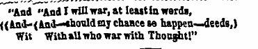 "And "And I will war, at least in wards,...