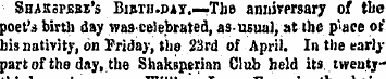 Shakspbbe's BiMH-DAy.—The anniversary of...