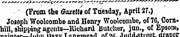 (From the Gazette of Tuesday, April 27.)...