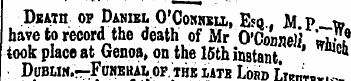 Death of Daniel O'Consell , Esq M p t» h...