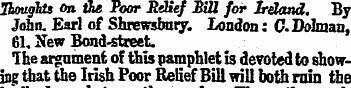 Thoughts on the Poor Relief Mil for Irel...