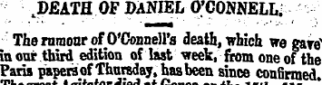 DEATH OF DANIEL O'CONNELL : Thernmonrof ...