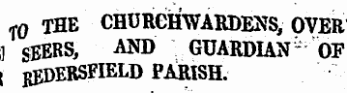 f0 THE CHURCHWARDENS , OVER g sBERS , AND GUARDIAN" OF \ hEDERSFIELD PARISH.