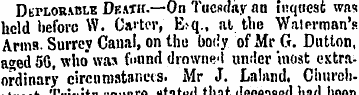 DurLORABLE Death— On Tuesday an inquest ...