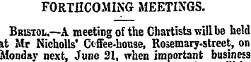 FORTHCOMING MEETINGS. Bristol.—A meeting...