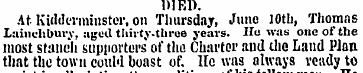 DIED. At Kidderminster, on Thursday, Jun...