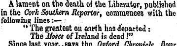 A lament on the death ot the Liberator, ...