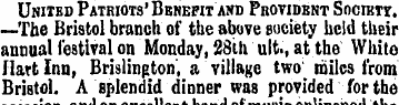 United Patriots'Benefit and Provident So...